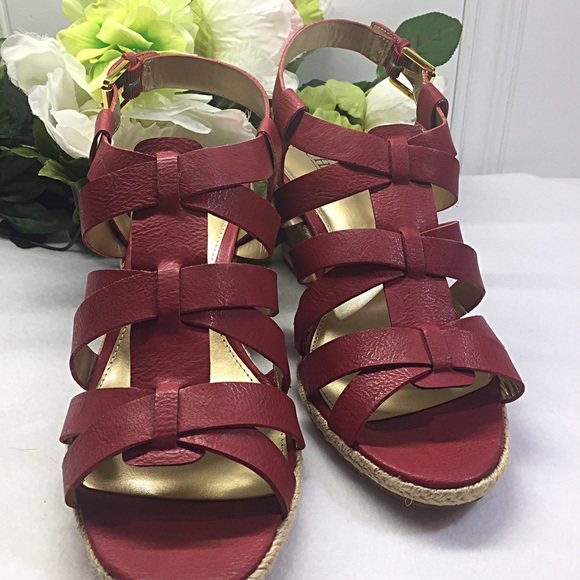 Chaps Red Espadrilles Wedge Sandal - Picture 2 of 4